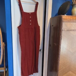 Cider Orange Corderoy Wide Leg Overalls